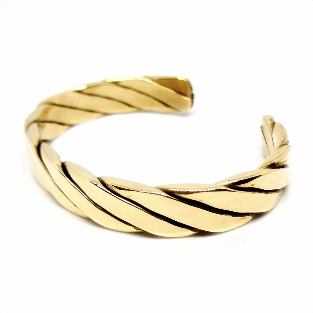 Woven Brass Solid Cuff Bracelet - image 1